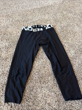 Under Armour Black Leggings with White Logo Waistband